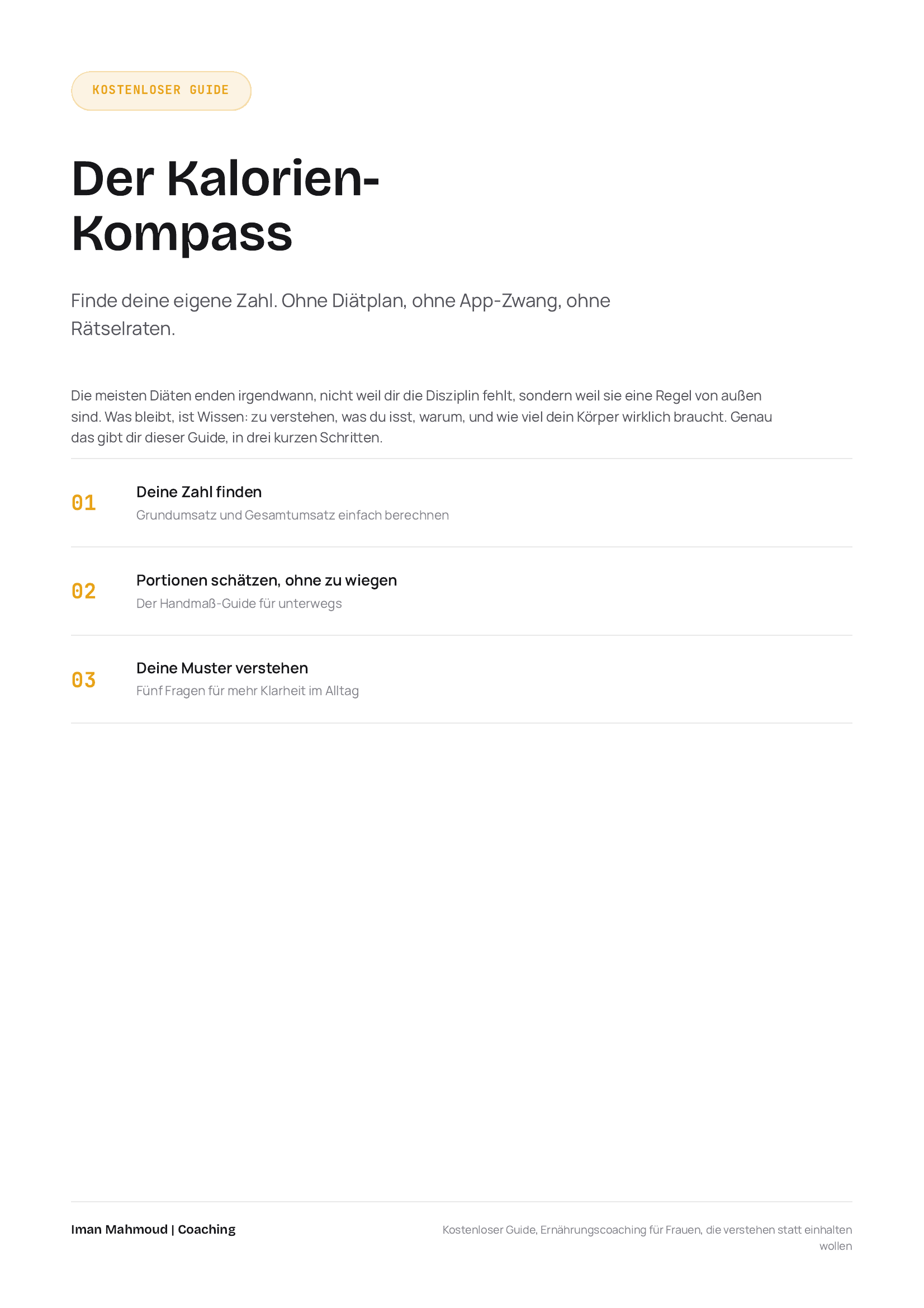 Der Kalorien-Kompass, Titelseite